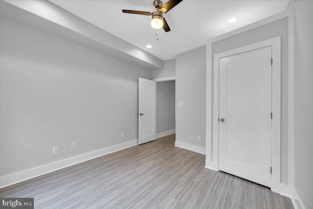 144 Levering St, Philadelphia, PA 19127 - unfurnished bedroom featuring wood finished floors, recessed lighting, and a ceiling fan