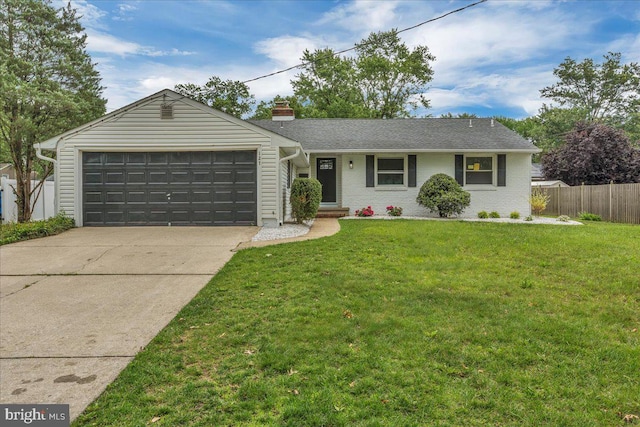 127 Randle Dr, Cherry Hill, NJ 08034 - ranch-style home featuring an attached garage, driveway, a chimney, brick siding, and a shingled roof