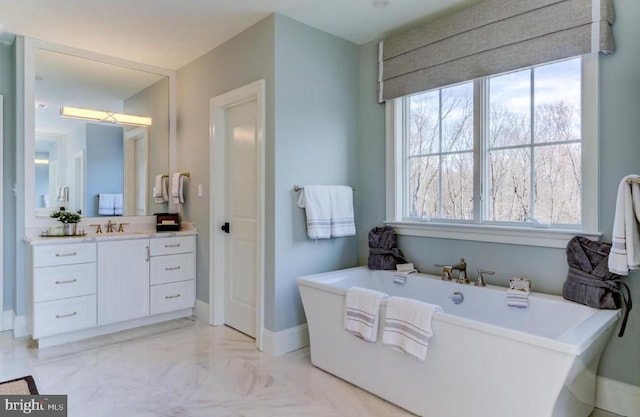 Lot1 Nathan Hale, Berwyn, PA 19312 - bathroom with a soaking tub, vanity, and marble finish floors