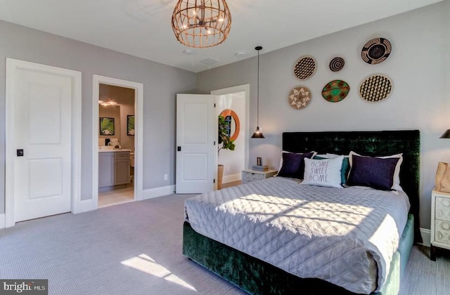 Lot1 Nathan Hale, Berwyn, PA 19312 - carpeted bedroom featuring a chandelier and ensuite bathroom