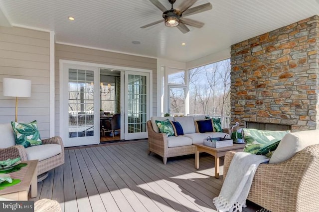Lot1 Nathan Hale, Berwyn, PA 19312 - wooden deck with an outdoor living space and ceiling fan