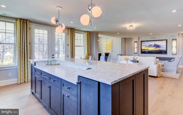 Lot1 Nathan Hale, Berwyn, PA 19312 - kitchen featuring light wood-style flooring, healthy amount of natural light, open floor plan, and recessed lighting
