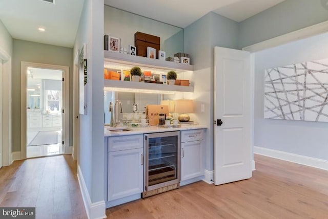 Lot1 Nathan Hale, Berwyn, PA 19312 - indoor wet bar with beverage cooler, light wood-style flooring, and recessed lighting