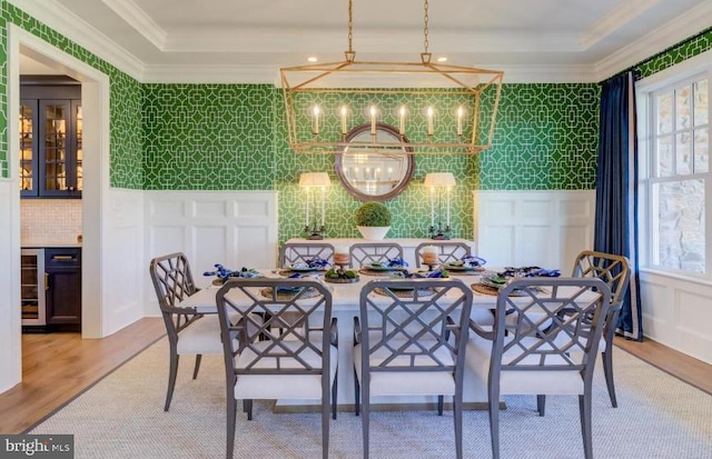 Lot1 Nathan Hale, Berwyn, PA 19312 - dining area featuring ornamental molding, plenty of natural light, light wood-type flooring, a decorative wall, and wainscoting