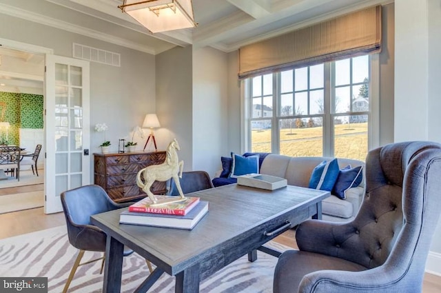 Lot1 Nathan Hale, Berwyn, PA 19312 - home office with wood finished floors, crown molding, and beam ceiling