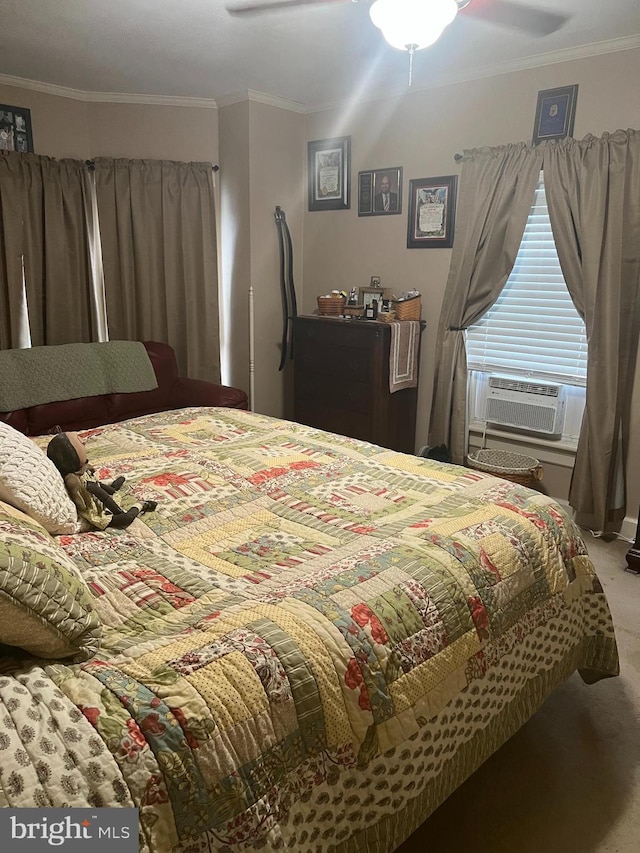 1034 Hamilton Blvd, Hagerstown, MD 21742 - carpeted bedroom featuring crown molding, cooling unit, and a ceiling fan