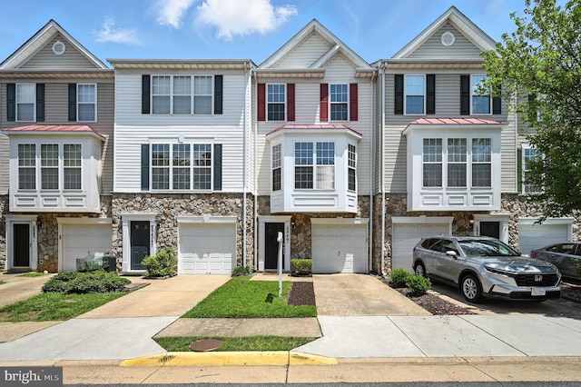 6949 Banchory Ct, Alexandria, VA 22315 - view of property featuring stone siding, an attached garage, and driveway