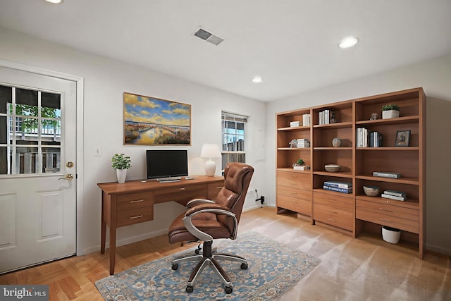6949 Banchory Ct, Alexandria, VA 22315 - home office featuring recessed lighting and baseboards