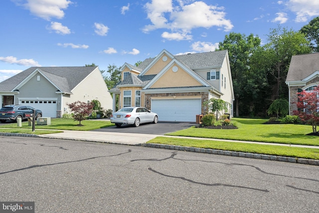 15 Kresson Ct, Berlin, NJ 08009 - traditional home with driveway, a garage, a front yard, and stone siding