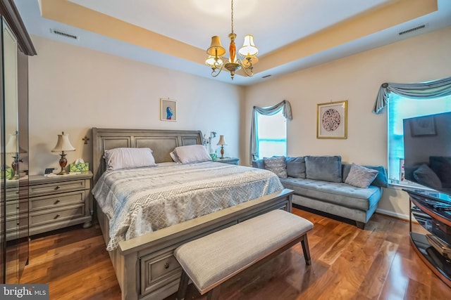 15 Kresson Ct, Berlin, NJ 08009 - bedroom featuring a raised ceiling, a chandelier, and wood finished floors