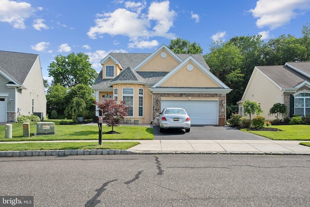 15 Kresson Ct, Berlin, NJ 08009 - traditional home featuring driveway, a front lawn, an attached garage, stone siding, and roof with shingles