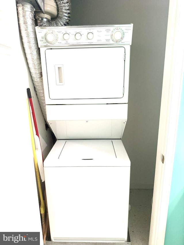 1105 S Schumaker Dr Unit B-103, Salisbury, MD 21804 - washroom with estacked washer and dryer