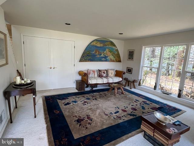 13321 Travilah Rd, Potomac, MD 20854 - living room featuring light colored carpet and recessed lighting