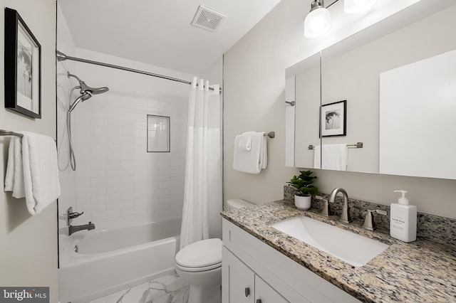 5315 Debbie Ct, Ellicott City, MD 21043 - bathroom featuring marble look tile flooring, vanity, and shower / tub combo with curtain
