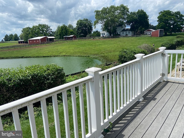 147 Saddletop Dr Unit 381, Taneytown, MD 21787 - wooden deck featuring a water view and a storage shed