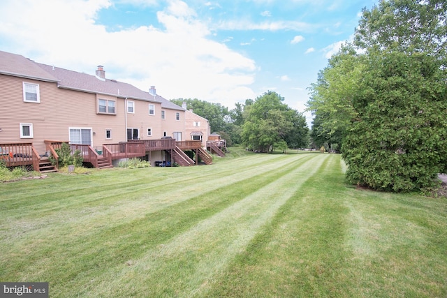 3920 Seneca Ct, Skippack, PA 19474 - view of green lawn featuring a wooden deck and stairs