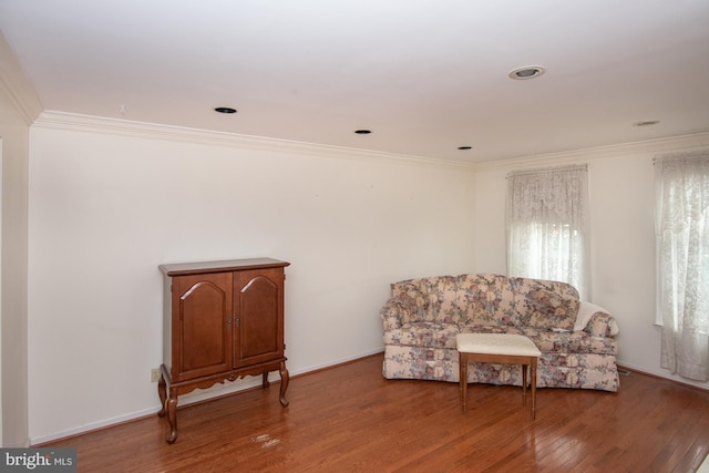 3920 Seneca Ct, Skippack, PA 19474 - living area featuring ornamental molding and wood finished floors
