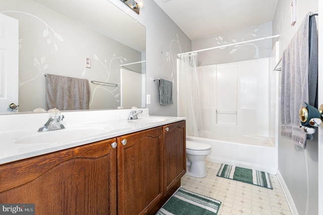 6 Oxen Ct, Stafford, VA 22554 - bathroom with double vanity, shower / tub combo, and tile patterned floors