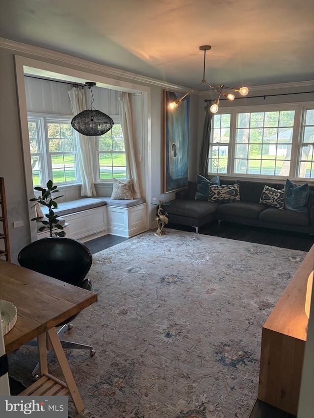 1147 Jericho Rd, Abington, PA 19001 - living room featuring healthy amount of natural light and crown molding