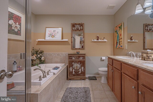 4549 Woodbrush Way, Allentown, PA 18104 - full bathroom featuring double vanity, a garden tub, and tile patterned flooring