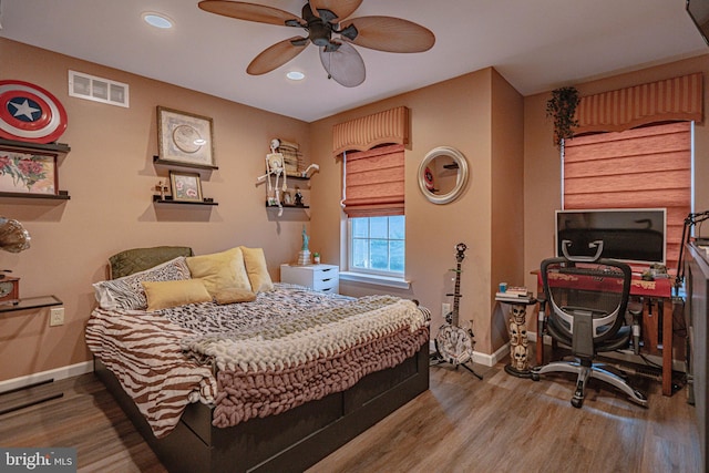 4549 Woodbrush Way, Allentown, PA 18104 - bedroom with wood finished floors, recessed lighting, an office area, and ceiling fan