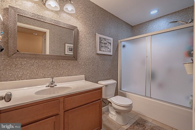 4549 Woodbrush Way, Allentown, PA 18104 - full bath with vanity, tile patterned flooring, and shower / bath combination with glass door