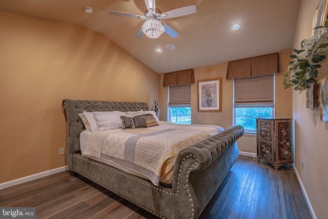 4549 Woodbrush Way, Allentown, PA 18104 - bedroom with wood finished floors, lofted ceiling, recessed lighting, and ceiling fan