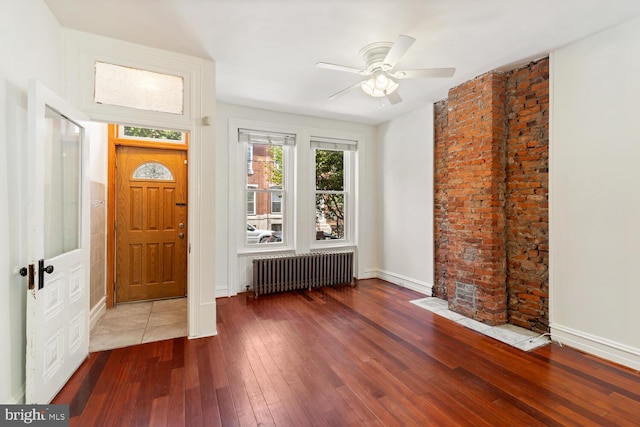 1615 S 16th St, Philadelphia, PA 19145 - entrance foyer with radiator heating unit, hardwood / wood-style flooring, and a ceiling fan