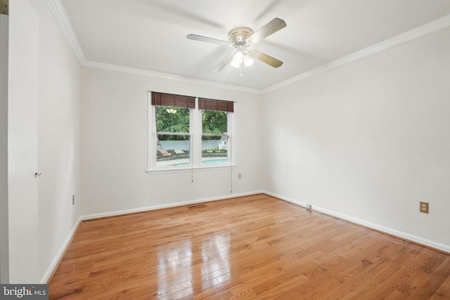 4009 Gypsum Hill Rd, Haymarket, VA 20169 - empty room with light wood finished floors, a ceiling fan, and ornamental molding