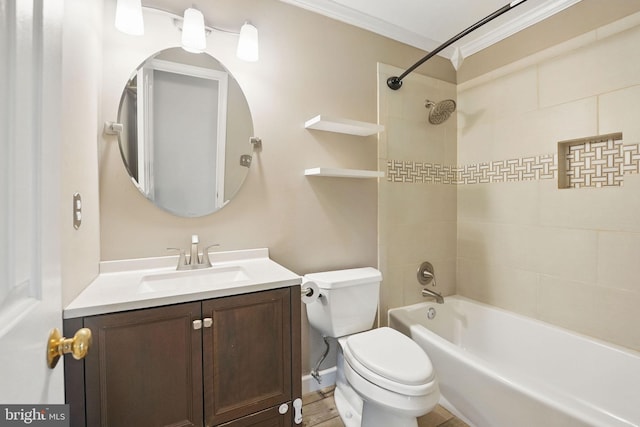 4009 Gypsum Hill Rd, Haymarket, VA 20169 - bathroom with vanity, bathing tub / shower combination, and crown molding