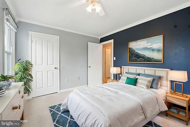 4009 Gypsum Hill Rd, Haymarket, VA 20169 - bedroom featuring carpet flooring, crown molding, and a ceiling fan