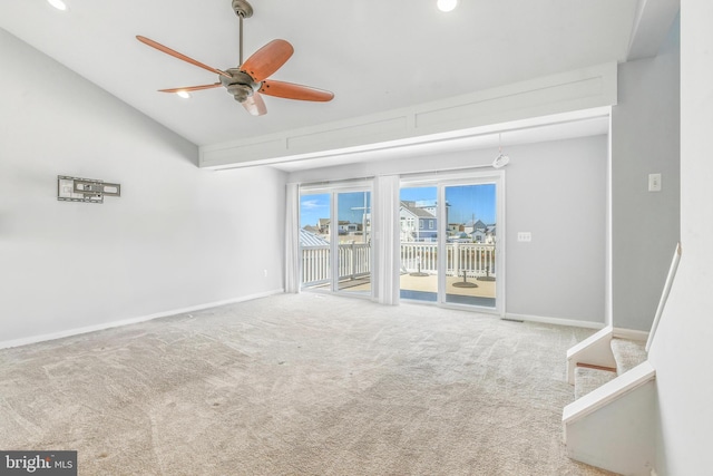 83 Morton Dr, Manahawkin, NJ 08050 - carpeted spare room featuring ceiling fan, lofted ceiling, and recessed lighting