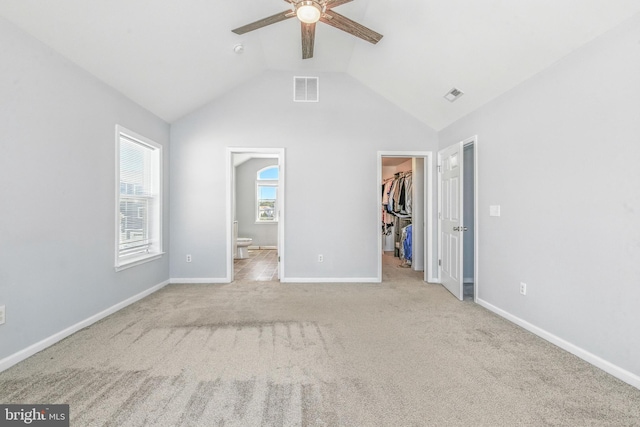 83 Morton Dr, Manahawkin, NJ 08050 - unfurnished bedroom with a spacious closet, a closet, lofted ceiling, carpet floors, and ensuite bath