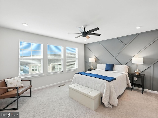 18286 Summit Pointe Dr, Triangle, VA 22172 - bedroom with carpet flooring, ceiling fan, and recessed lighting