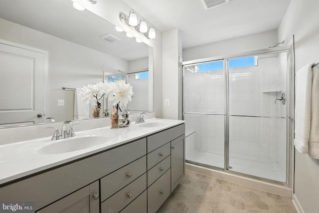 18286 Summit Pointe Dr, Triangle, VA 22172 - bathroom with double vanity and a shower stall