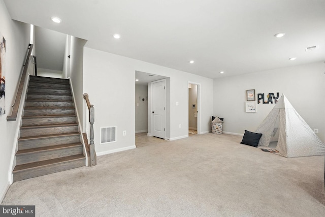18286 Summit Pointe Dr, Triangle, VA 22172 - below grade area with carpet floors, recessed lighting, and stairs