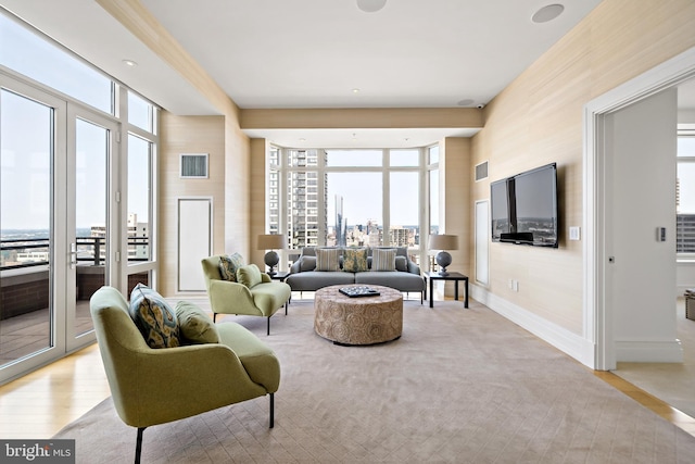 130 S 18th St Unit 3102, Philadelphia, PA 19103 - living room with plenty of natural light and light wood-type flooring