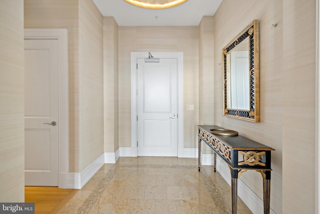 130 S 18th St Unit 3102, Philadelphia, PA 19103 - corridor featuring marble tiled floors and baseboards