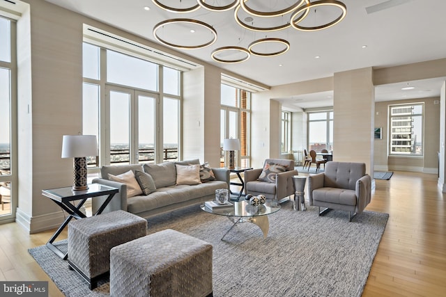 130 S 18th St Unit 3102, Philadelphia, PA 19103 - living room with light wood-style flooring and recessed lighting