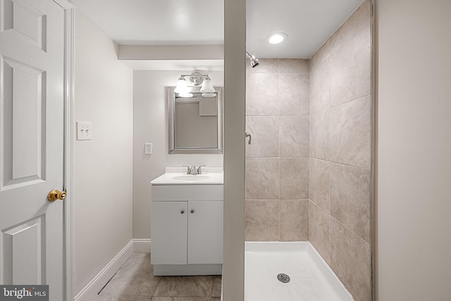 838 Benninghaus Rd, Baltimore, MD 21212 - bathroom featuring a shower stall, vanity, and tile patterned flooring