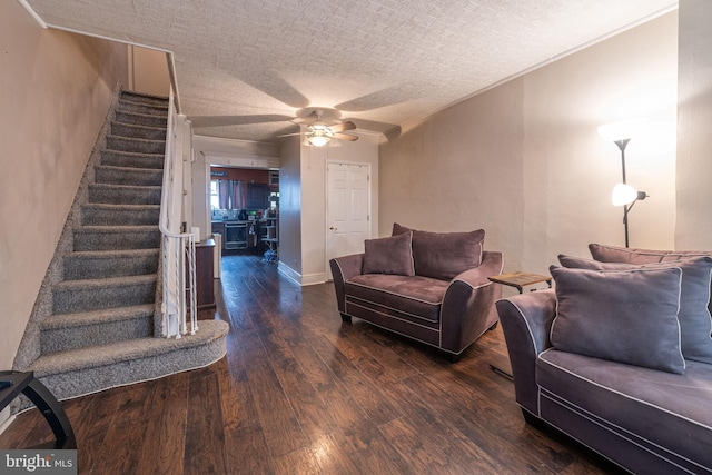 2212 S Bouvier St, Philadelphia, PA 19145 - living room with hardwood / wood-style floors, stairs, and a ceiling fan