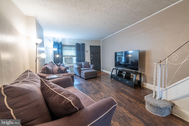 2212 S Bouvier St, Philadelphia, PA 19145 - living room with a textured ceiling, wood-type flooring, stairs, and cooling unit