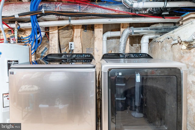 1229 S Bucknell St, Philadelphia, PA 19146 - laundry area with electric water heater and washing machine and dryer