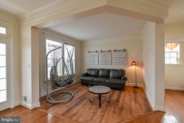 223 Fitzgerald St, Gerrardstown, WV 25420 - living room with crown molding and wood finished floors