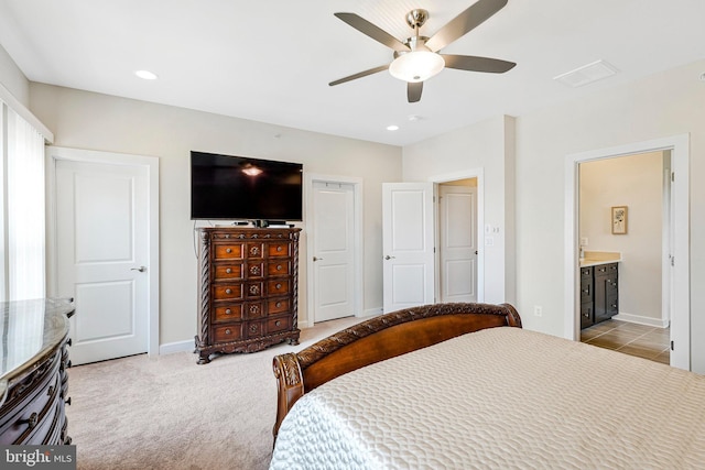 22416 Philanthropic Dr, Ashburn, VA 20148 - bedroom with ensuite bathroom, ceiling fan, carpet, and recessed lighting
