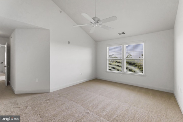 12824 Clarksburg Square Rd Unit 406, Clarksburg, MD 20871 - spare room featuring light colored carpet, lofted ceiling, and ceiling fan