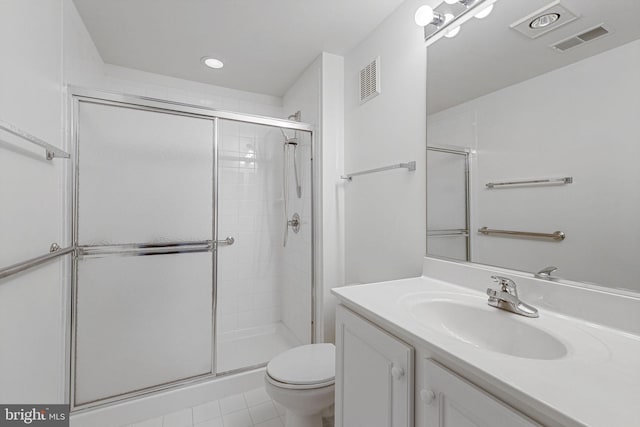 12824 Clarksburg Square Rd Unit 406, Clarksburg, MD 20871 - bathroom with a shower stall, vanity, tile patterned flooring, and recessed lighting