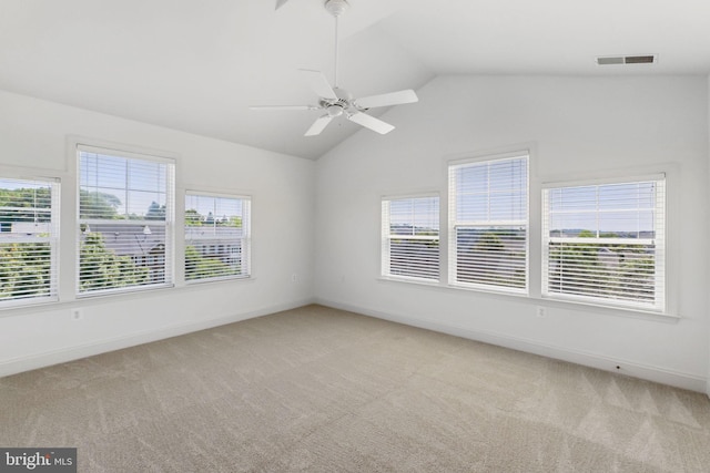 12824 Clarksburg Square Rd Unit 406, Clarksburg, MD 20871 - empty room with light colored carpet, vaulted ceiling, and ceiling fan