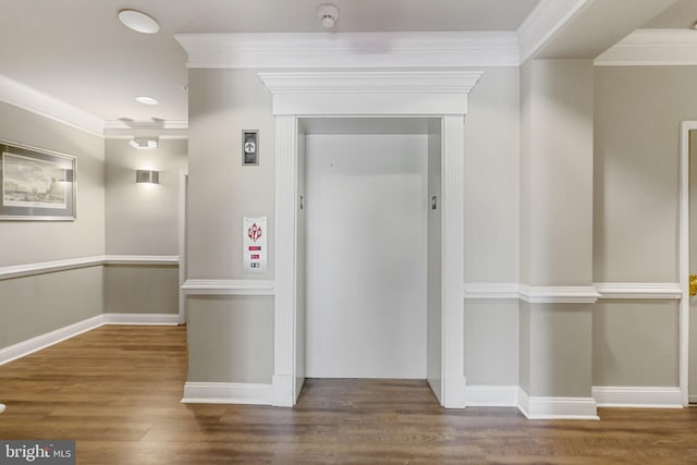 12824 Clarksburg Square Rd Unit 406, Clarksburg, MD 20871 - corridor with ornamental molding, wood finished floors, and elevator