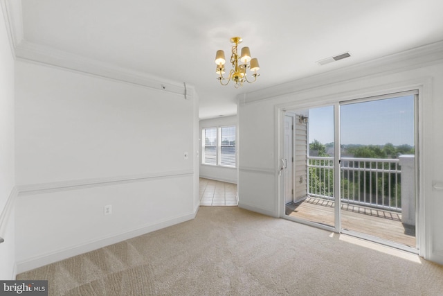 12824 Clarksburg Square Rd Unit 406, Clarksburg, MD 20871 - carpeted empty room featuring a chandelier and ornamental molding